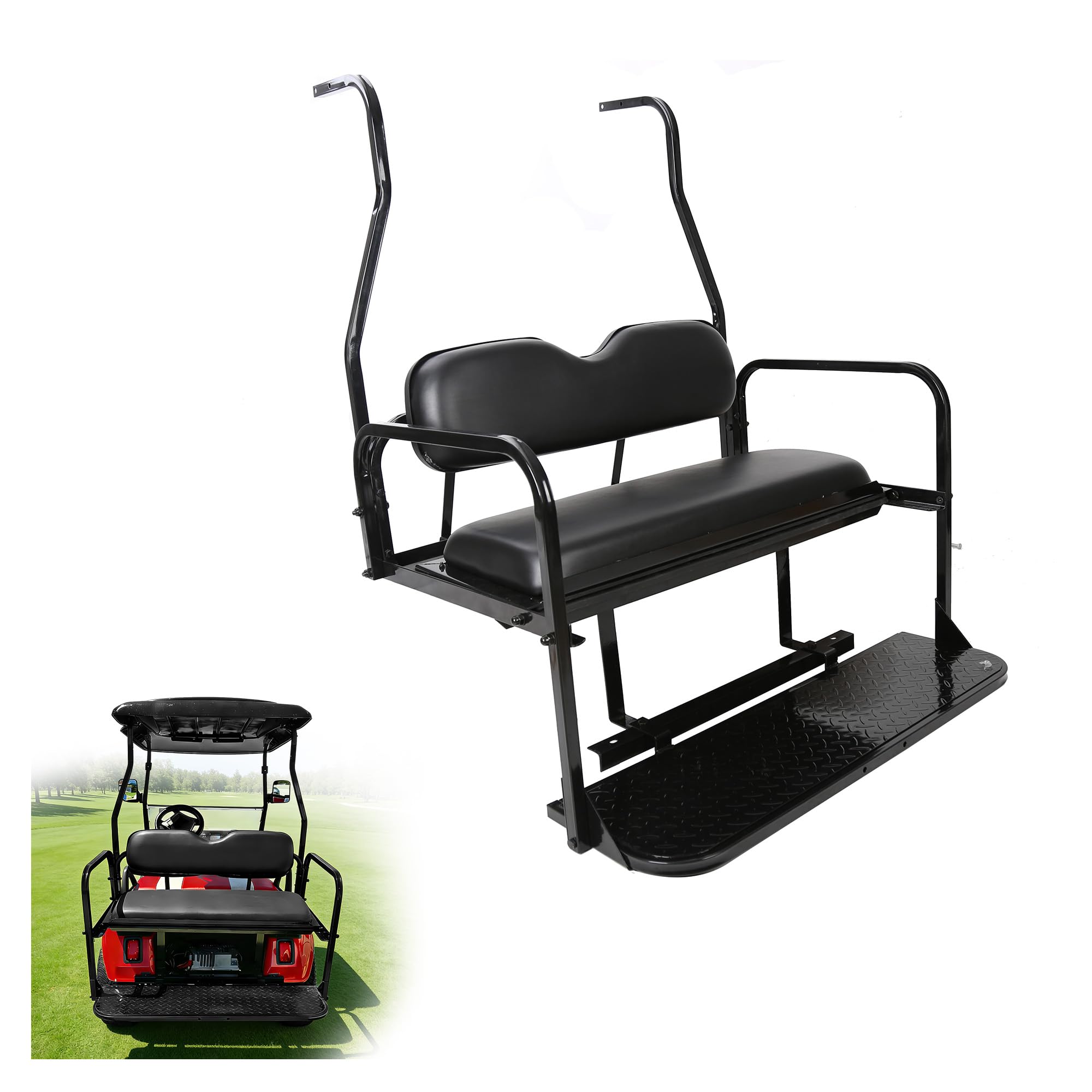 Photo 1 of ECOTRIC Rear Flip Folding Seat Compatible with 2000.5-Up Club Car DS Model Golf Cart 400 lbs Weight Capacity-2 Packages