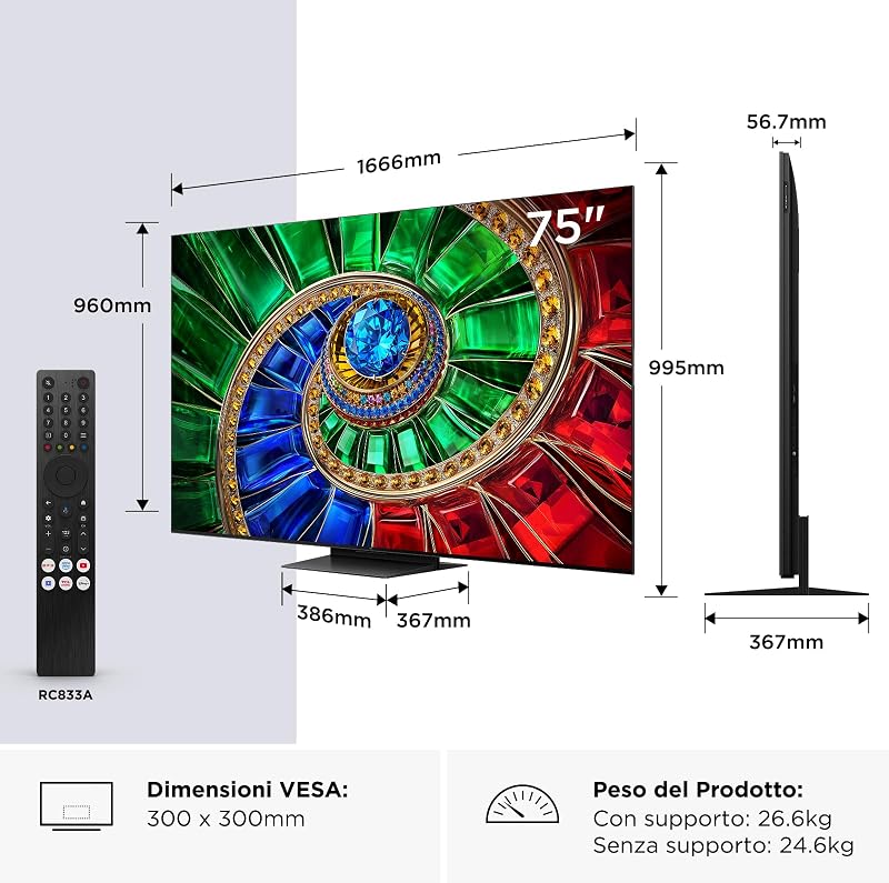75RM7L – Smart TV RGB‑Mini LED 4K HDR10+ da 75", 2.000nit