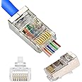 PETECHTOOL RJ45 CAT6 Connector End Pass Through Ethernet 8P8C Modular Plug for Ethernat Cable(20 Pieces)