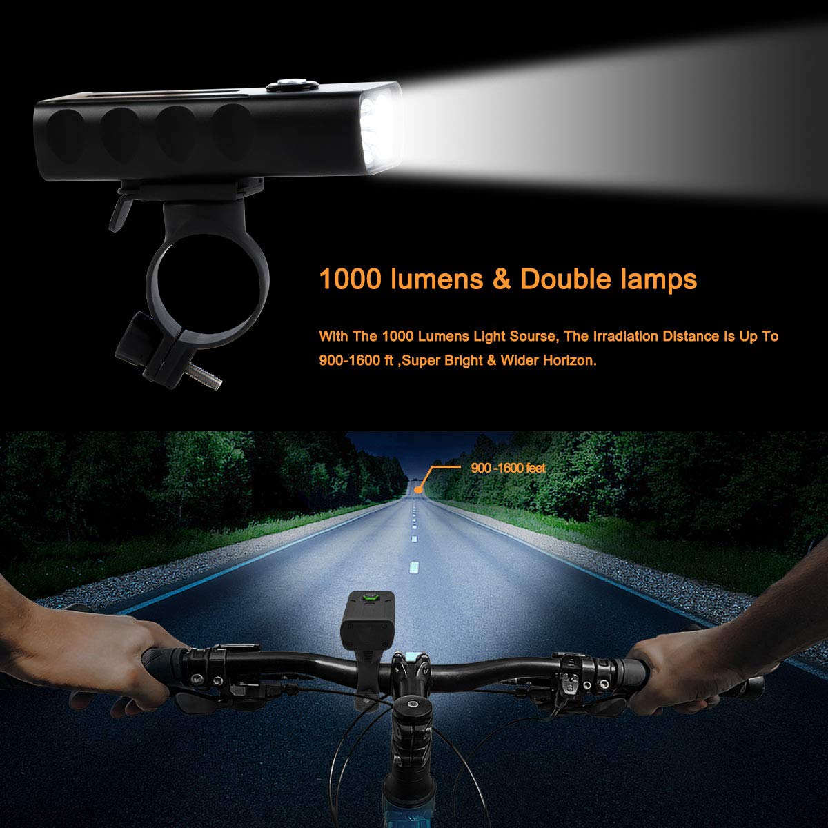 LED Bike Light Set,USB Rechargeable Bicycle Lights Headlight Front and Back Rear Tail Light, Built in 2600 mAh Battery Super Bright Waterproof Safety Flashlight For Mountain Road Kids Men Cycling