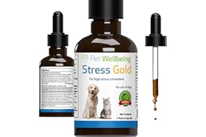 Pet Wellbeing - Stress Gold for Cats and Dogs - Natural Support for High Stress Relief in Felines - 2 oz (59ml)