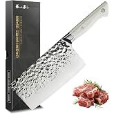 ZHANG XIAO QUAN 7" Chinese Cleaver, Damascus Kitchen Knife, Sharp High Carbon Stainless Steel Meat &amp; Vegetable Chopping Knife, Chinese Chef Knife