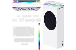 JDGPOKOO Cooling Fan for Xbox Series S, Dustproof Fan Cooling System for Xbox Series S with 3 Speed 4000/4300/4500RPM and 7 Modes RGB Light Strip, Low Noise, Dust Filter, Independent Touch Switch, 2 USB Port