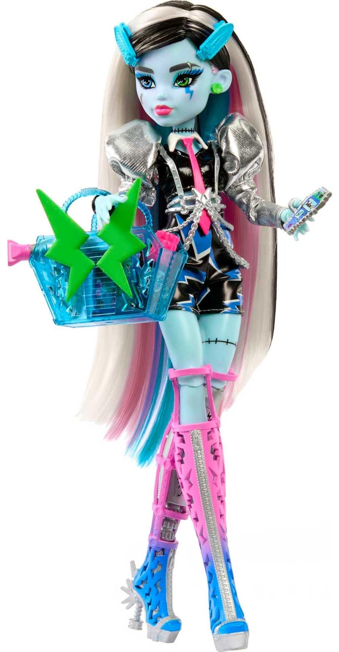 Monster High Doll, Amped Up Frankie Stein Rockstar with Instrument & Performance-Themed Accessories Like Headphones