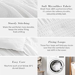 ALEISSEL White Comforter Set King Size,Seersucker