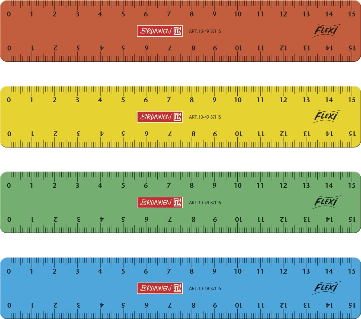 Baier & Schneider Brunnen 104987115 Flexi Ruler for School and Office 15 cm Unbreakable Assorted for Left and Right Handed Users