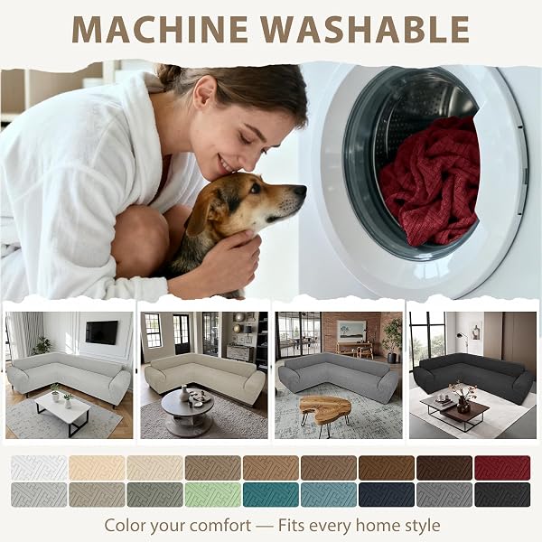 ROFASVCO SECTIONAL COUCH COVERS L SHAPE SOFA COVER 1-PIECE STRETCH CORNER COUCH COVERS NON SLIP WASHABLE SOFA SLIPCOVERS CHRISTMAS FURNITURE PROTECTOR FOR DOGS PET (X-LARGE, WINE RED)