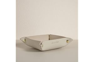 OLETHA Small Foldable Valet Tray - Aesthetic Desk Organizer for Home, Office & Travel - Portable Catch All Bowl for Keys, Jewelry & Essentials - Light Taupe