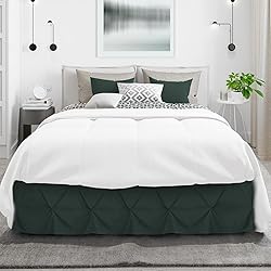 Nestl Forest Green Bed Skirt Full Size, Pinch Pleat