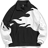 ZAFUL Flame Graphic Sweatshirt for Men Oversized Quarter Zip Pullover with Pocket