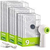 VACKFOX Travel Vacuum Storage Bags with Rechargeable USB Pump, 9 Pack Carry-On Size Compression Packing Bags for Luggage and Suitcase, Space Saver for Clothes and Clothing Travel