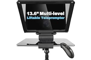 ILOKNZI 13.6-inch Aluminum teleprompter for Camera, Freely Adjustable Screen, Accommodates 12.9-inch Tablets, with Remote Control and Free Exclusive apps