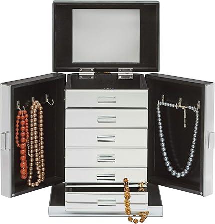 Beautiful You Xl Mirrored Jewellery Box Glass Mirror Six Drawers