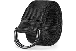 maikun Mens & Womens Canvas Belt with Black D-ring Buckle 1 1/2" Wide Solid Color Fabric Belt for Men