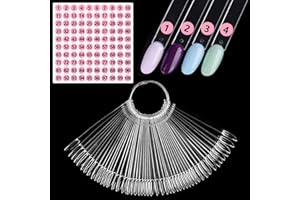 Furtherpretty Clear Nail Swatch Sticks with Number Stickers, 50 Pcs Oval Nail Sample Swatches for Gel Polish Color Display Practice Nail Tips muestrario de colores para uñas Manicure Supplies