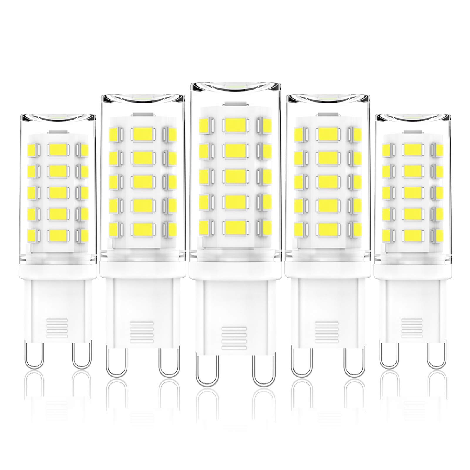 CHEERBEE G9 LED Bulbs Dimmable, Cool White 6000K, 3W G9 LED Light Bulb, 28W, 33W, 40W Halogens Equivalent, AC 220-240V, 345LM, CRI>85, Mini Capsule Bulb for Chandelier, No Flicker, 5 Pack