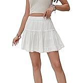 Summer Flowy Shorts for Women Casual Boho Ruffle Tiered Skorts Cotton High Waist Mini Skirts Golf Tennis