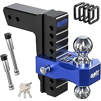Orion Motor Tech Adjustable Trailer Hitch, 8 in Drop & Rise Hitch Fits 2.5 in Receiver, 8000-18500 GTW, Heavy Duty Aluminum T