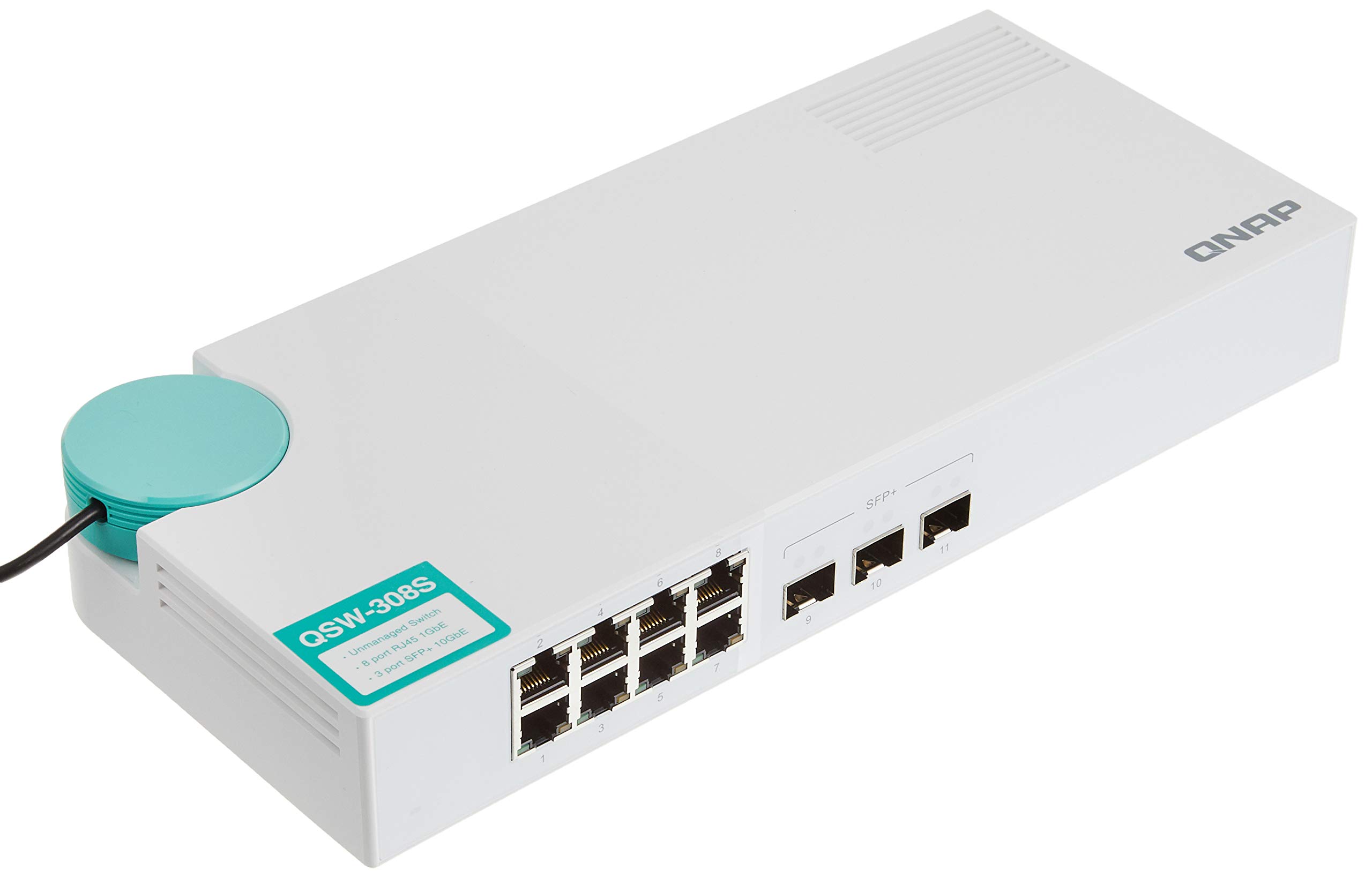 QNAP QSW-308S 10GbE Switch, with 3-Port 10G SFP+ and 8-Port Gigabit Unmanaged Switch