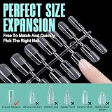 TOMICCA 240Pcs Medium Square Gel Nail Tips 12 Size Half Matte Full Cover view 2