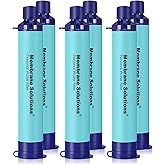Membrane Solutions Straw Water Filter S1, NSF/ANSI 42&372&401 certificated, Survival Filtration Portable Gear, Emergency Preparedness, Supply for Drinking Hiking Camping Team Family Outing