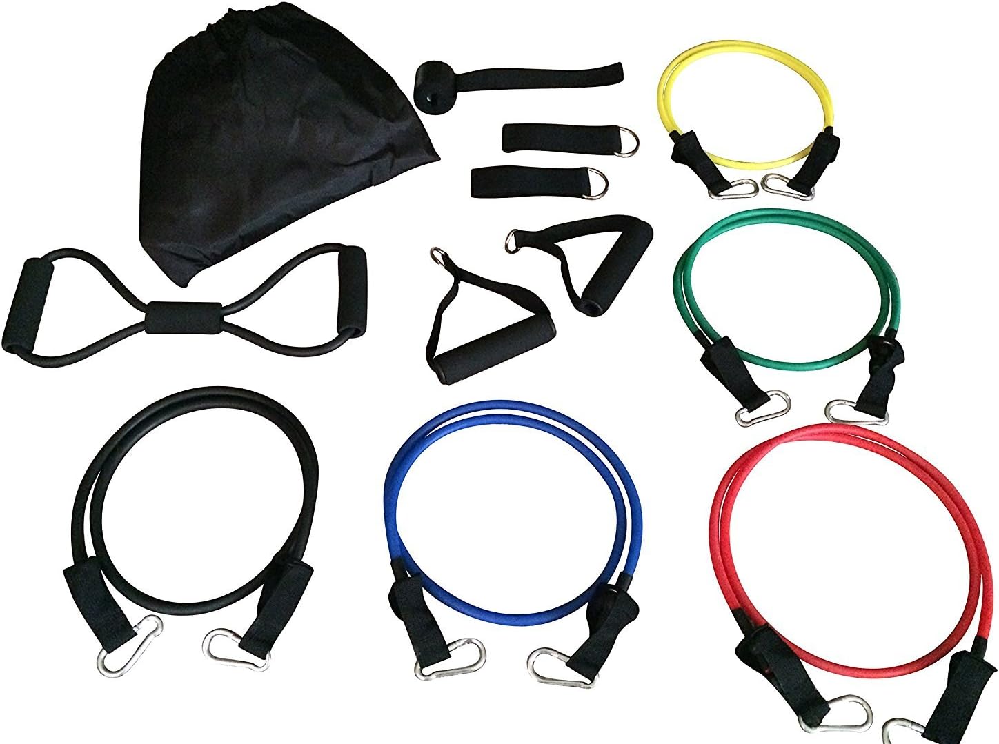 Resistance Band Exercise Workout Set ◆ Therapy Handles ◆ Bonus 8-Band ◆ ◆ Door Anchor ◆ Ankle Strap ◆ Chest Arms Glutes Thighs Legs for P90X ◆ 21 Day Fix Training Equipment