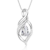 BELLNA S925 Sterling Silver Birthstone Necklace for Women Teardrop Pendant Necklaces Infinity Love Birthday Gifts Jewelry for Women Anniversary Valentines Day