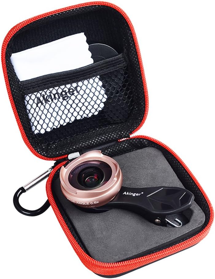 Akinger Universal Clip-on Phone Camera Lenses Kit for iPhone and Other Smartphone (2 in 1 (0610) (Rose Gold))