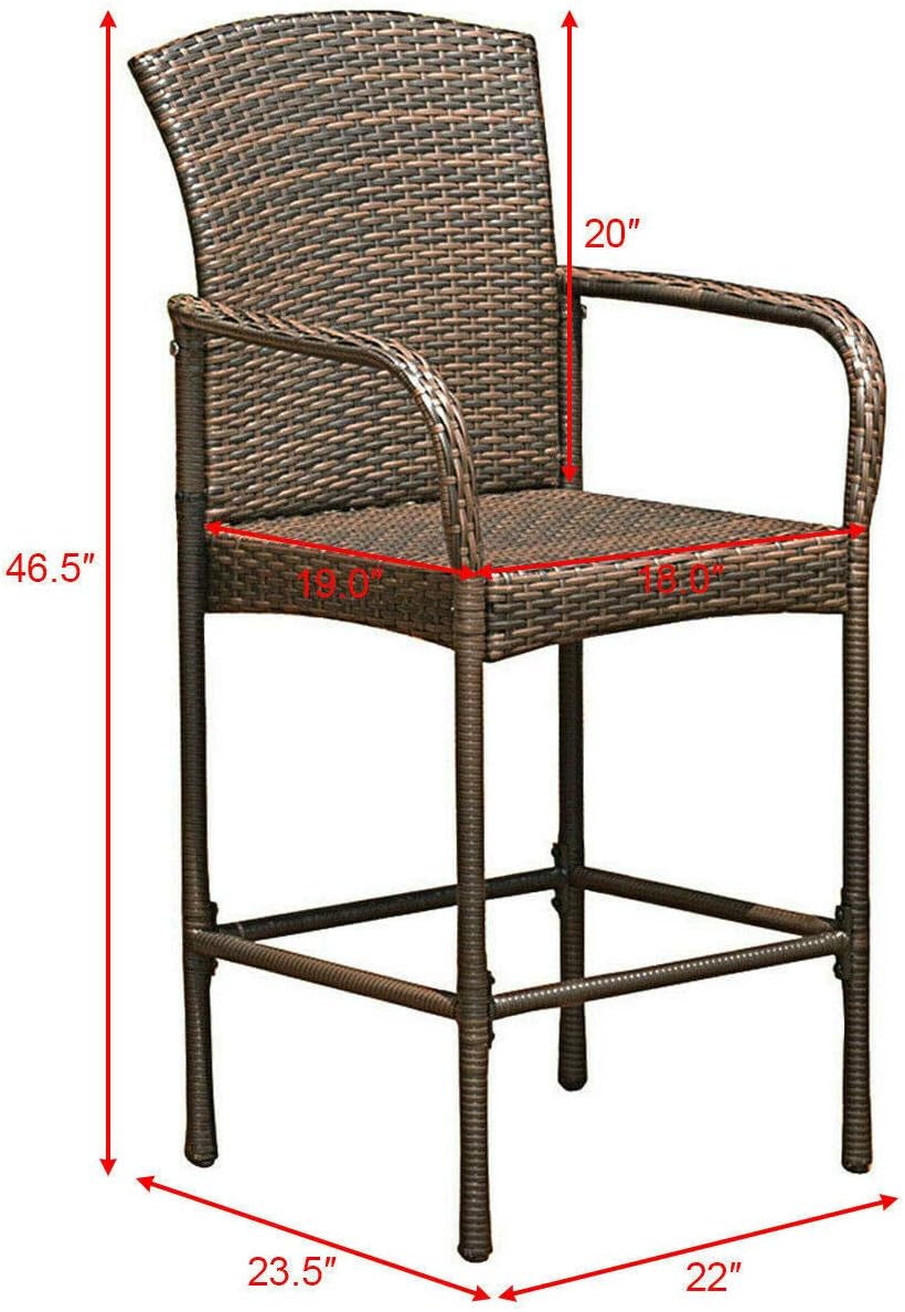 sundale outdoor bar stools on Amazon Com 600 Lbs Sturdy Durable Outdoor Rattan Wicker Bar Chair Seat Patio Furniture With Footrest And Armrest Add Comfort Perfect For Any Outdoor Indoor Use Set Of Two Furniture