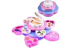 Toysical Kids Makeup Kit for Girl - Flower Shaped Makeup for Kids, Washable Non Toxic Makeup Kit for Girls with Mirror - Birthday and Christmas Make up Kit for Girls Age 6-12