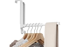 Clothes Drying Rack Foldable Fit Door up to 1 3/8" Optimal 1pc,Over The Door Hanger with Retractable Rod,Over The Door Hanger