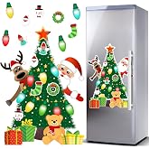 TOODOO Christmas Tree Refrigerator Magnets Santa Reindeer Magnet for Fridge | 19.7" Christmas Tree Magnetic Stickers, Xmas Santa Reindeer Refrigerator Magnets, Reusable DIY Cruise Ship Garage Door Decor