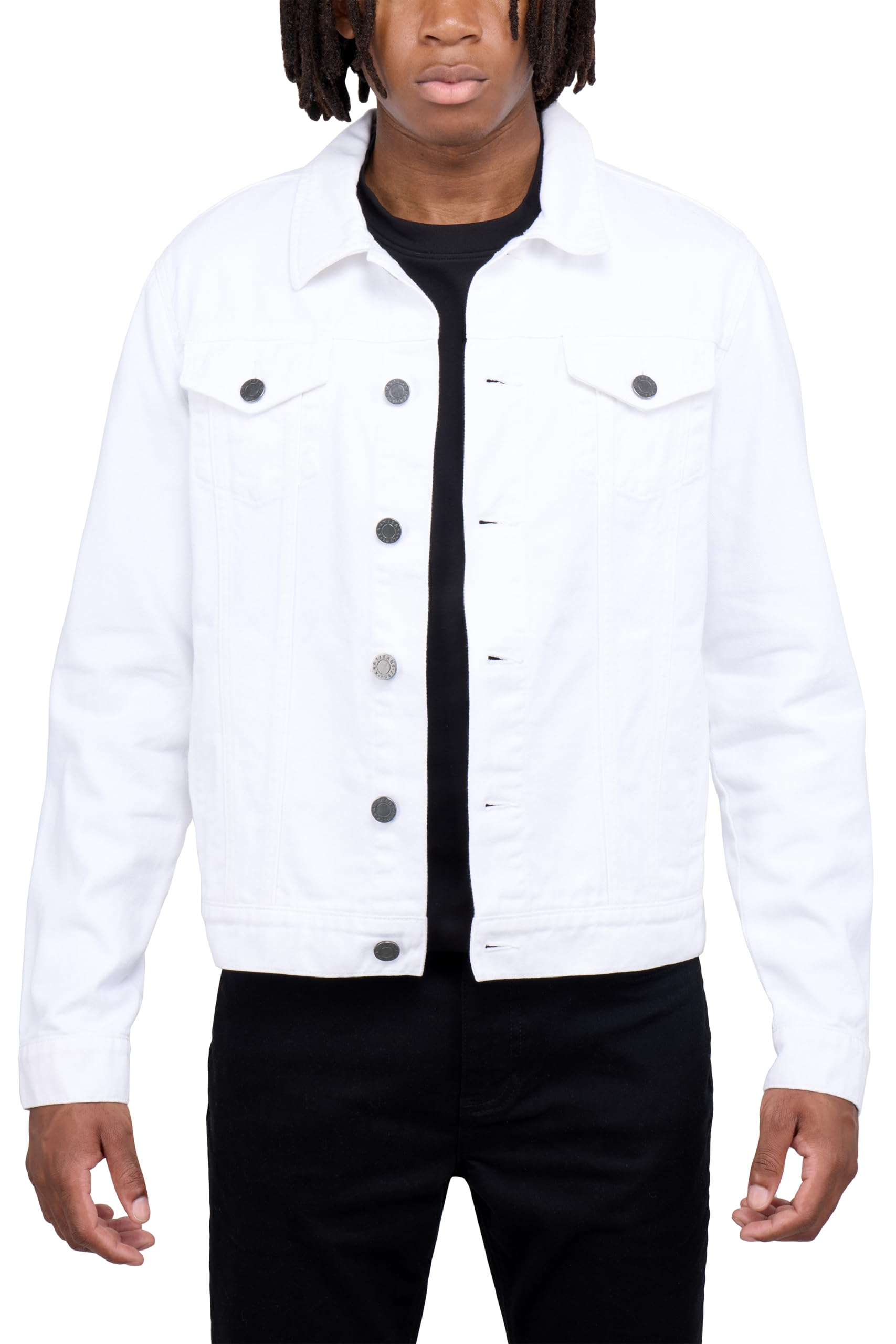 X RAY Mens Denim Jacket, Washed Ripped Distressed Flex Stretch Casual Trucker Biker Jeans Jacket for Men, White, XX-Large Image