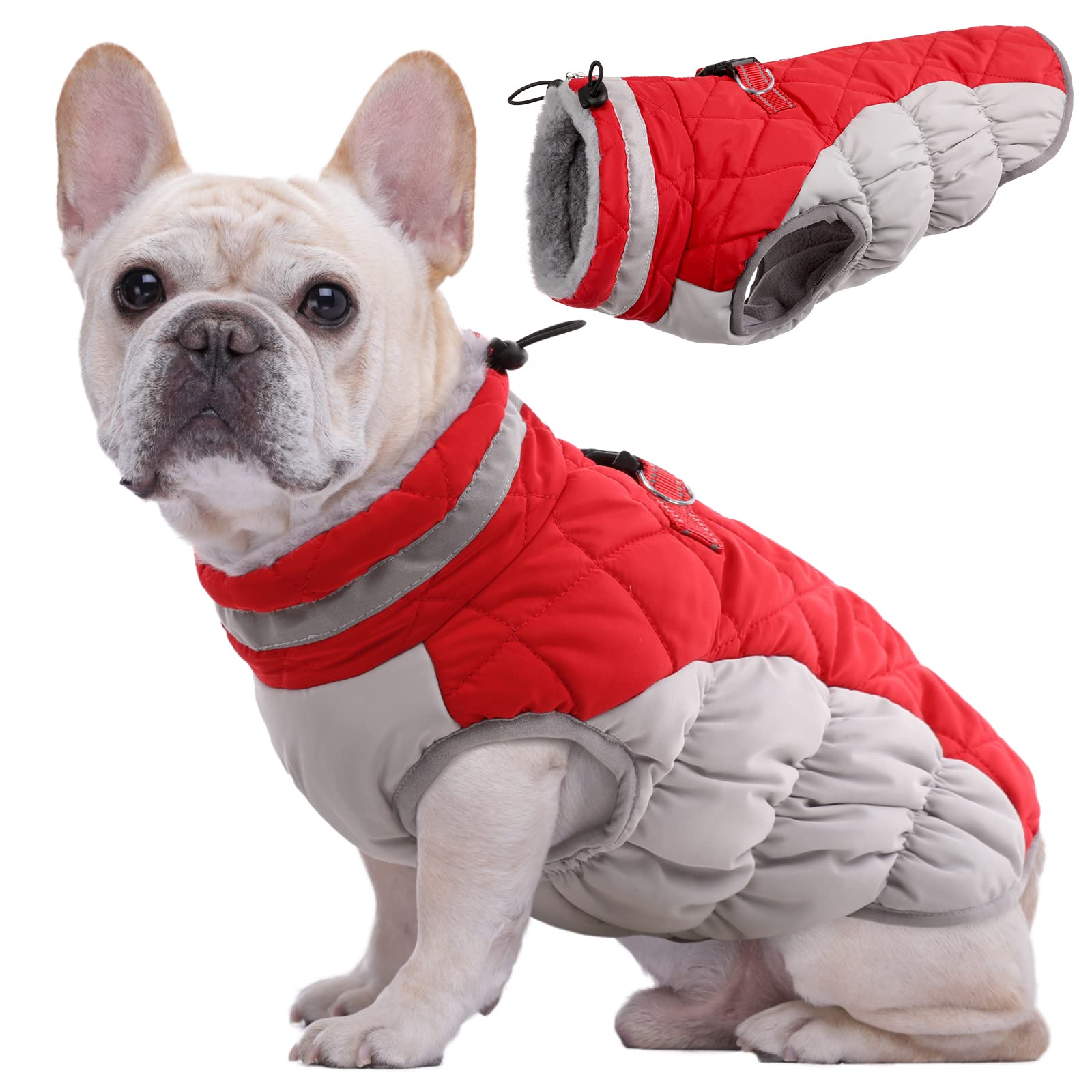 Kuoser Dog Winter Coat Waterproof Cold Weather Warm Jacket for Small Dogs Cozy Fleece Lined Puppy Winter Vest with Fur Collar Reflective Zip Up Pet Apparel Outdoor Clothes — image 1