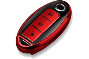 Tukellen Compatible with Nissan Key Fob Cover Soft TPU Key Case for Infiniti X-Trail Rogue Altima Quest Pathfinder Sentra Patrol CIMA Fuga Armada Teana Murano 3 Buttons Key Shell-Red
