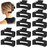 12 Pack Black Hair Claw Clips for Women, Medium Claw Clips for Thin Thick Hair, Strong Hold Matte Banana Clips