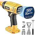 Heat Gun for Dewalt 20v Battery: 350W Cordless Battery Powered Heat Gun 122℉~1022℉ (50℃~550℃) - Variable Temperature Control Heat Shrink Gun with LED Digital Display for Shrink Tubing, Vinyl Wrap