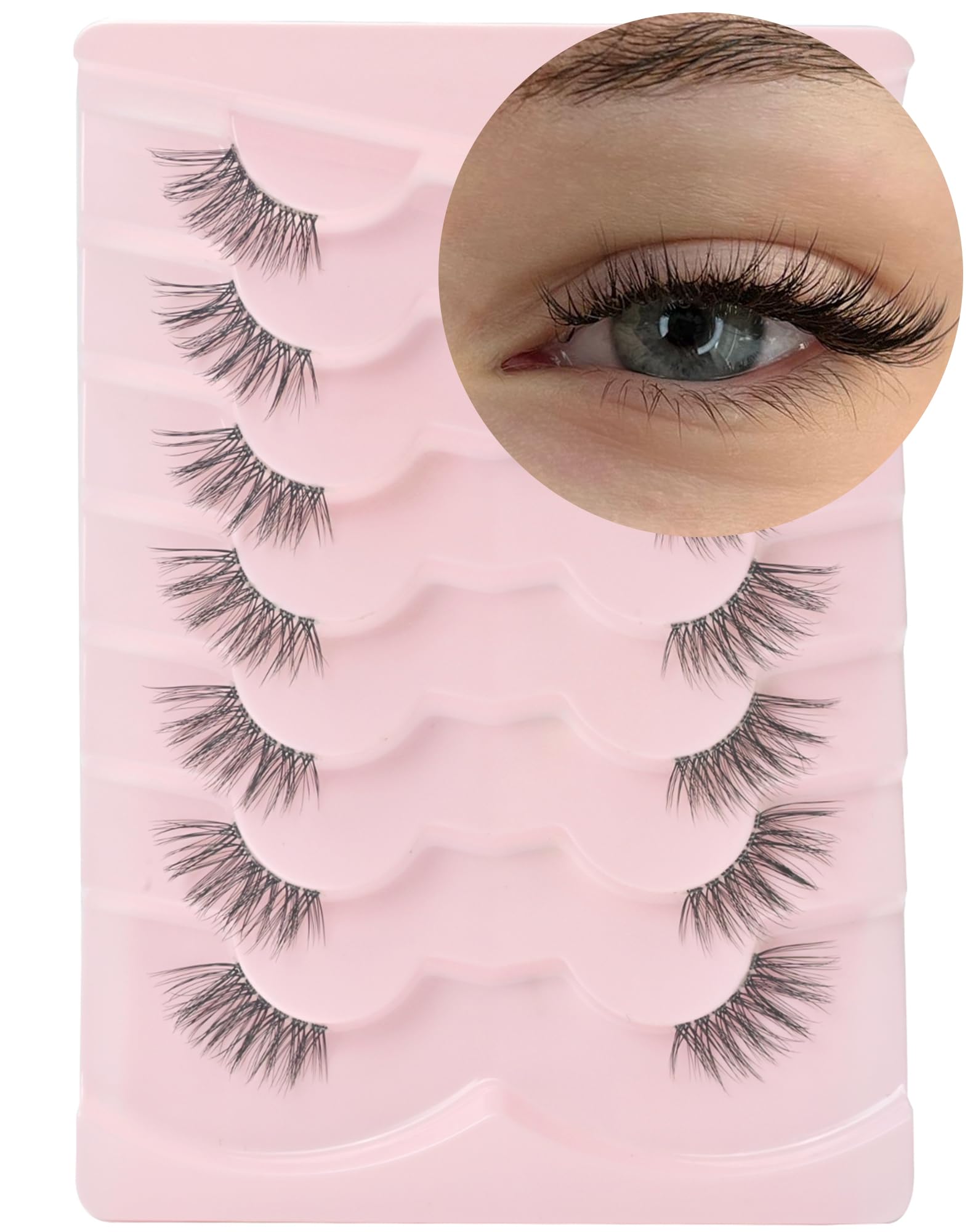 Onlyall Half Fake Eyelashes Natural Wispy Lashes Fluffy Half Lash Corner Eyelash Accent 3D Mink 7 Pairs C08 — image 1