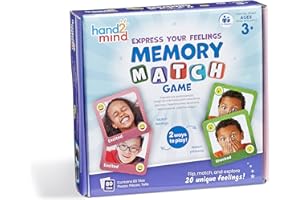hand2mind Express Your Feelings Memory Match Game, Emotion Cards, Matching Game, Emotional Intelligence for Kids, Play Therapy Games for Kids, Social Emotional Learning Activities, Social Skills Games