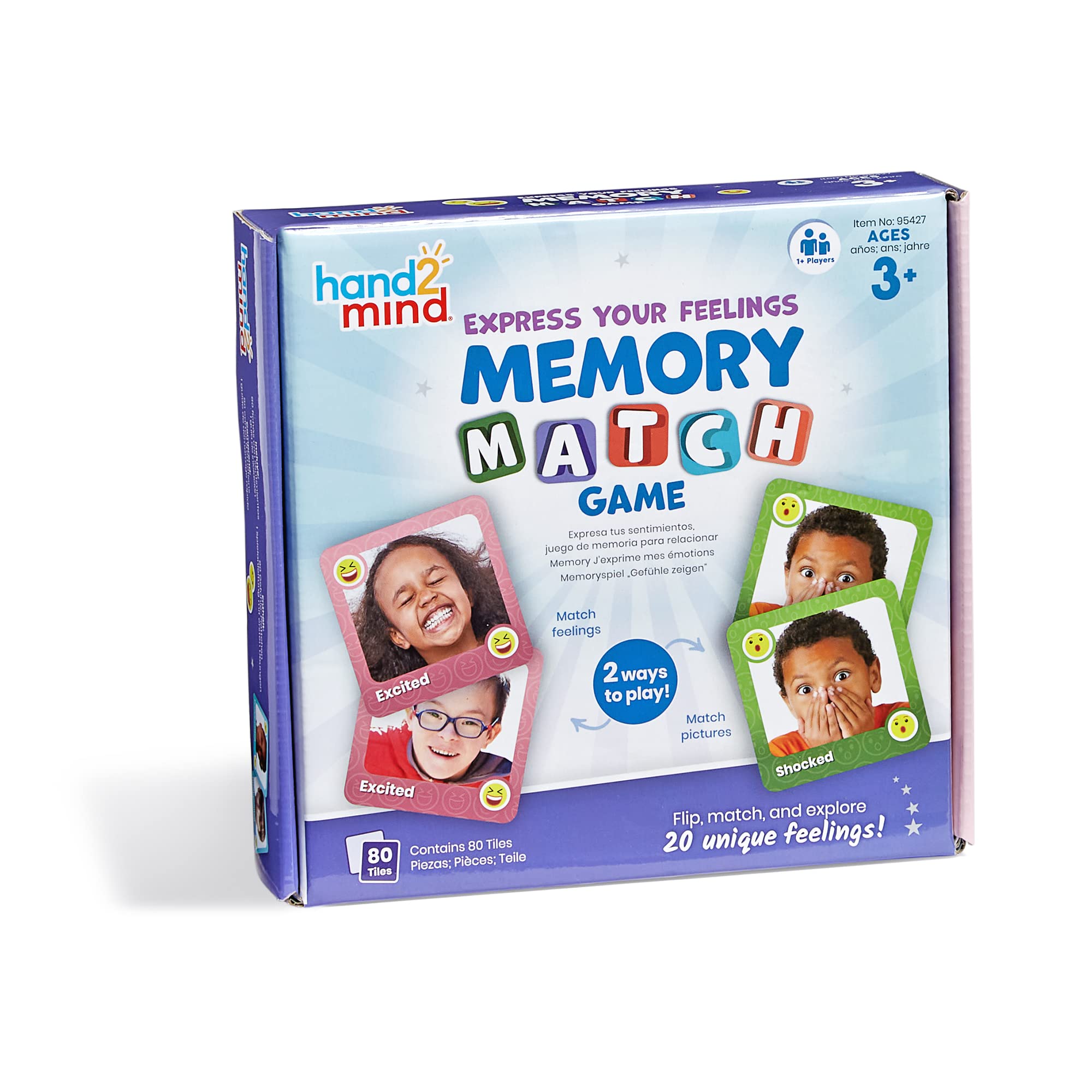 Photo 1 of hand2mind Express Your Feelings Memory Match Game, Emotion Cards, Matching Game, Emotional Intelligence for Kids, Play Therapy Games for Kids, Social Emotional Learning Activities, Social Skills Games