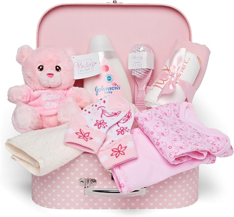 Baby Box Shop Baby Girl Gift Set Newborn Pink Hamper Keepsake Box
