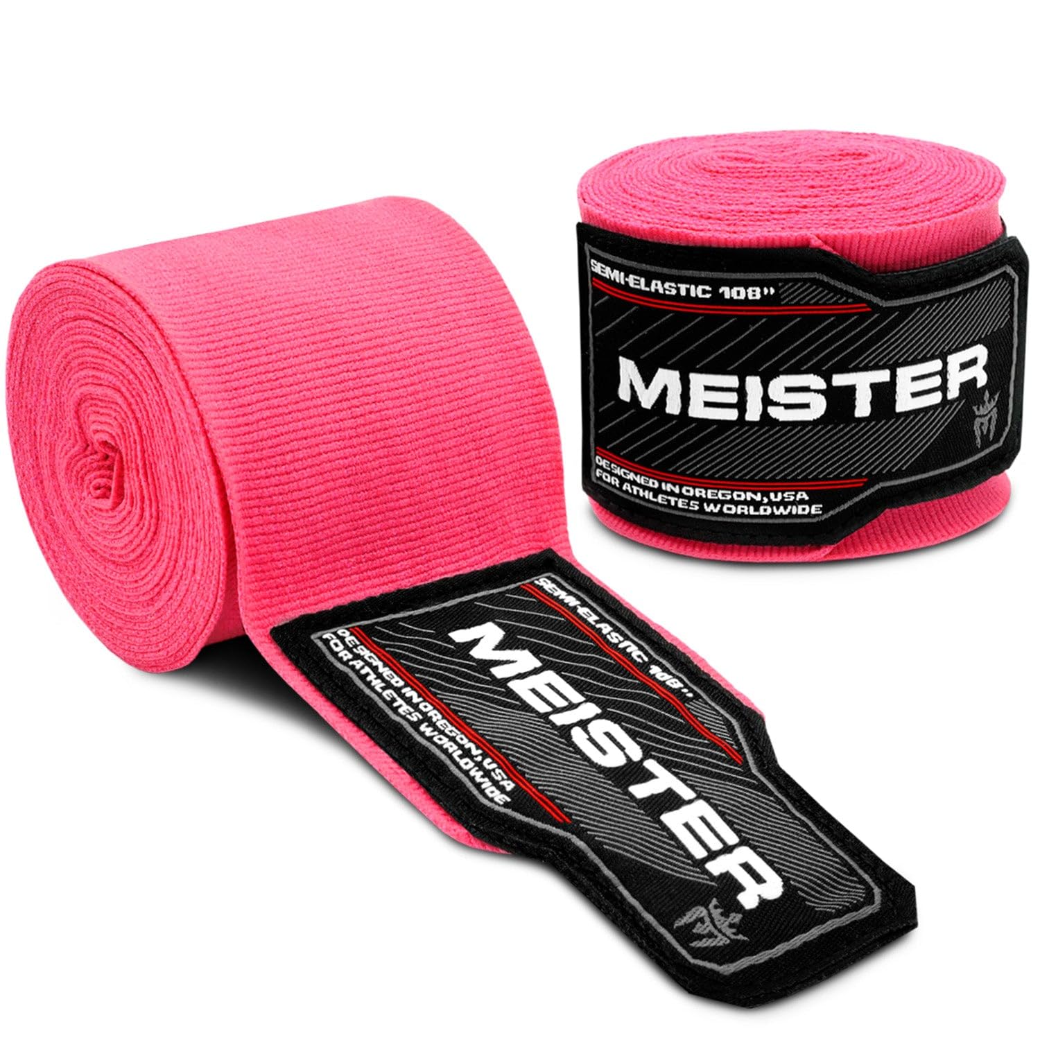 Meister 108" Elastic Cotton Hand Wraps for MMA & Boxing for Juniors (Pair) - Pink