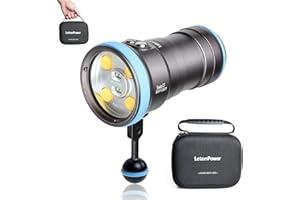 LetonPower Seal CF 6000 Lumen Dive Light for Underwater Photography, 100m Underwater Video Light 96 CRI with 120 Degree Wide Beam Angle Scuba Flashlight for Professional Dive Photography Fill Light