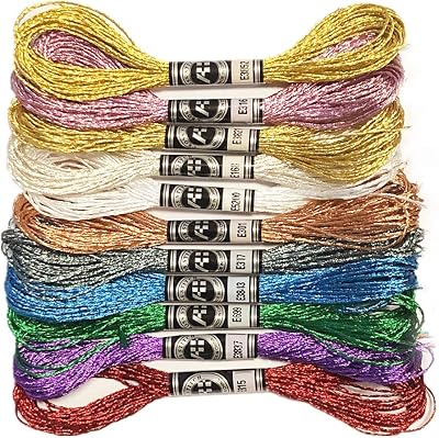 Redsea 11 Skeins Glitter Embroidery Floss Metallic Cross Stitch Thread