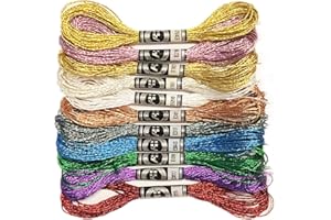 Redsea 11 Pcs Cross Stitch Thread Embroidery Threads Glitter Embroidery Floss Stitch Cotton Floss 8 Yards Embroidery Yarn Sew