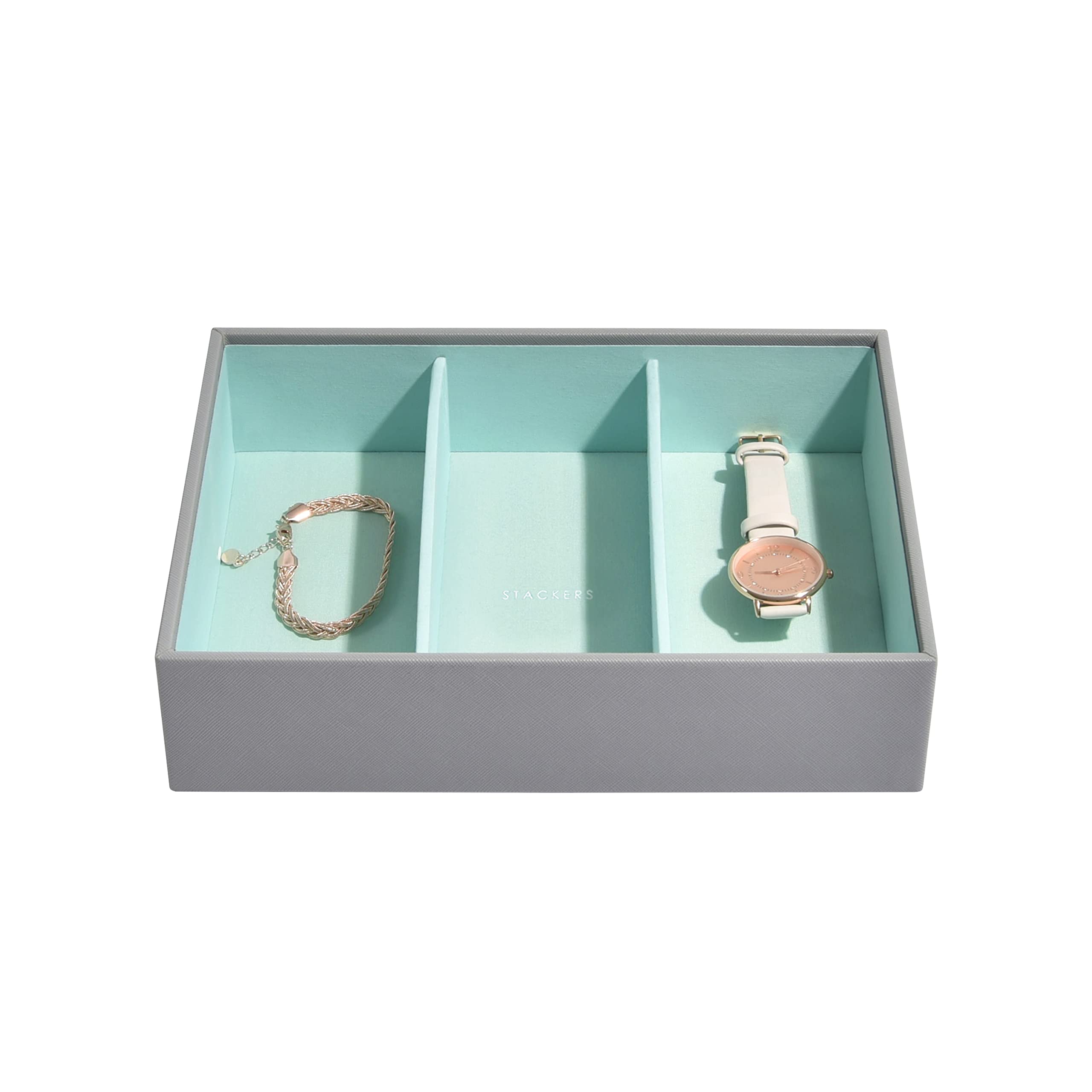Stackers Dove Grey & Mint Classic Medium Jewellery Box Watch/Accessories Layer — image 1