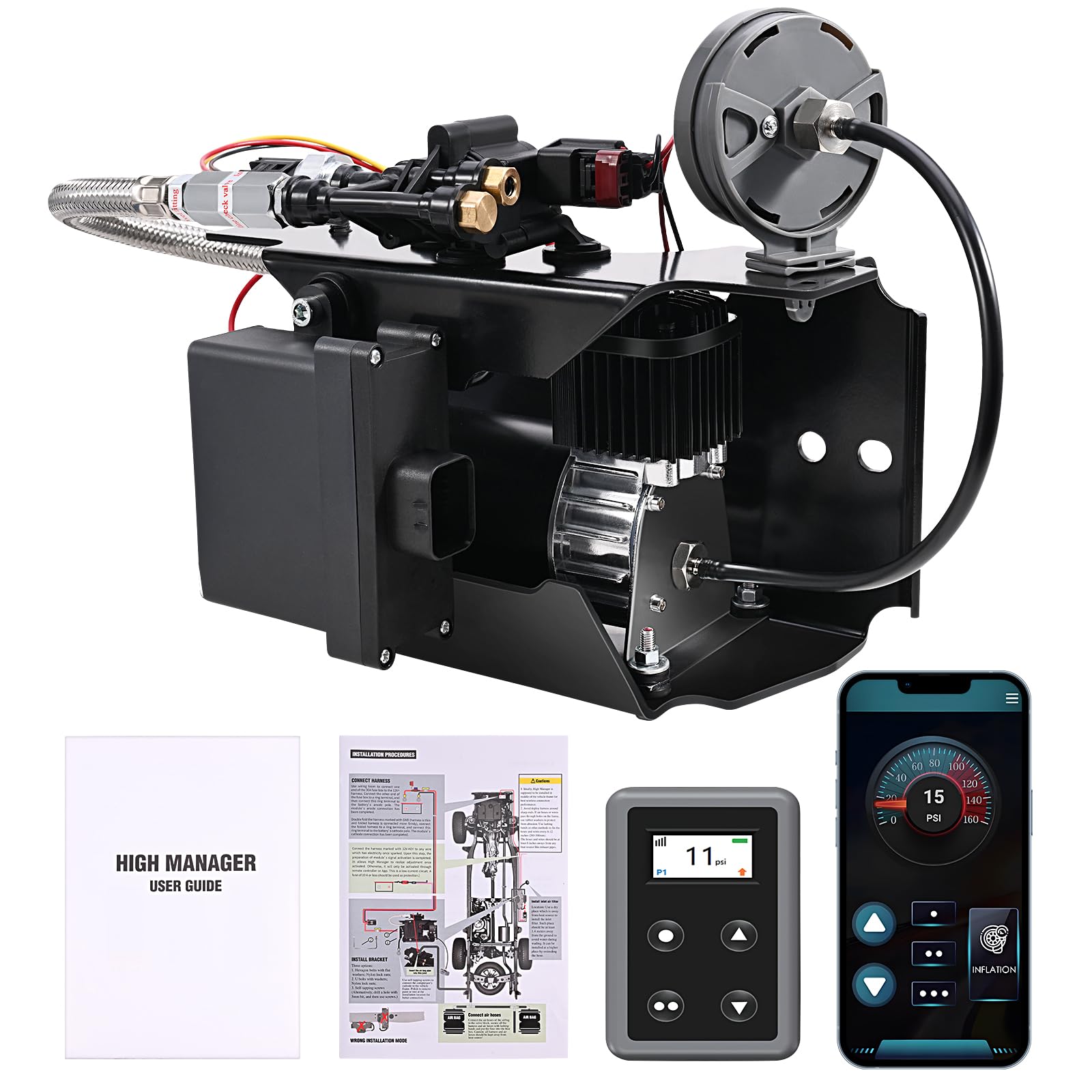 Photo 1 of On Board Air Compressor System 25980EZ, Air Spring Compressor Kit, with Bluetooth Controller and Mobile App, with EZ Mount