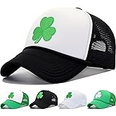 St Patricks Day Green Shamrock Trucker Hat, Ireland Irish Men Women Clover Baseball Cap, Gifts for Dad Mom Grandpa Grandma