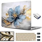 CISSOOK for MacBook Air 13.6 inch Case 2026 2025 2024 2023 2022 Release Model A3240 A3113 A2681, Hard Shell Cases with Keyboard Cover Type C Adapter for MacBook Air 13 M2 M3 M4, Retro Golden Floral