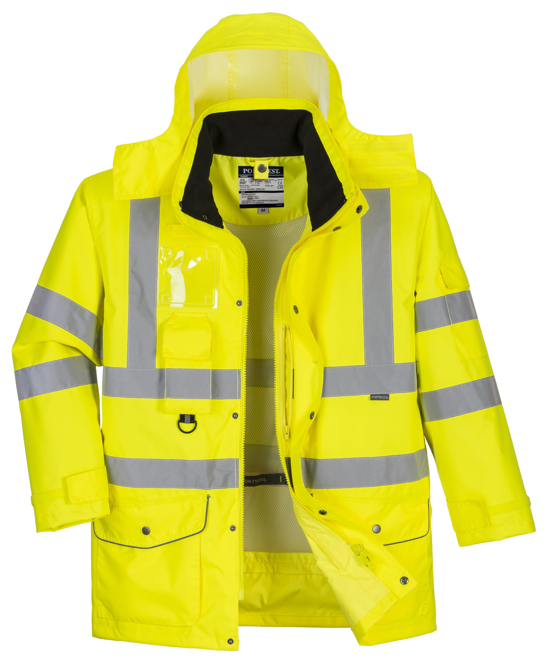 Portwest S427 Waterproof Hi-Vis Breathable 7-in-1 Traffic Jacket Yellow, Medium